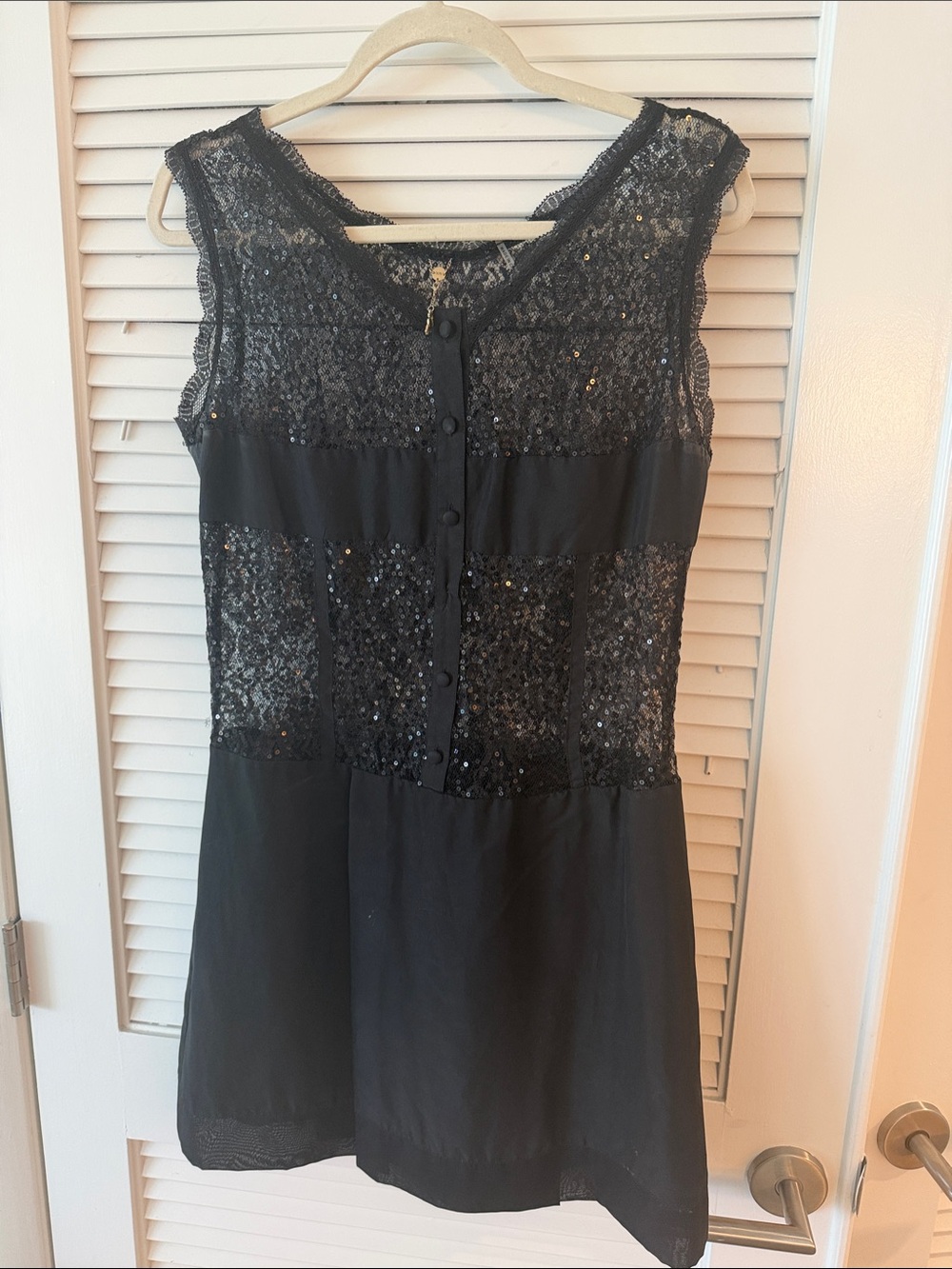 Black Sequin Lace Mini Dress - Chic Eveningwear